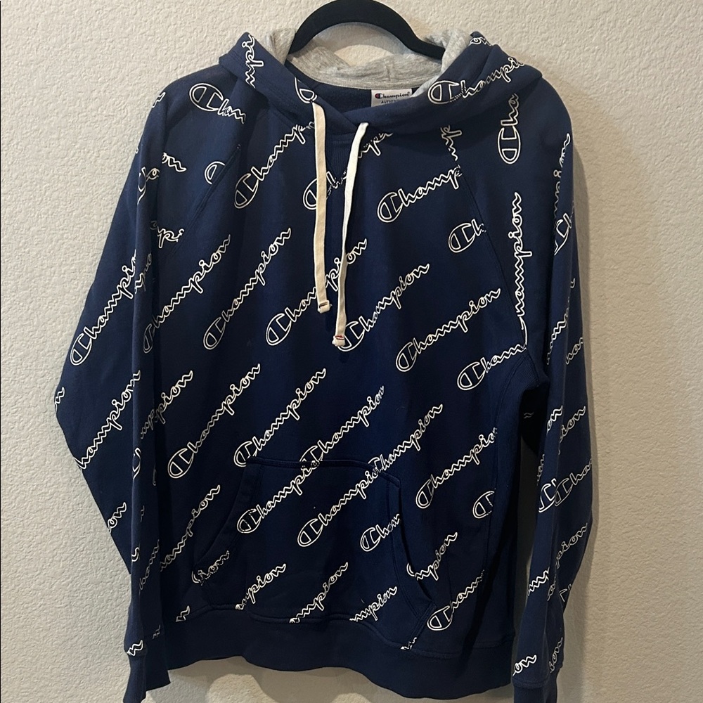 Champion Men's Navy Logo Hoodie